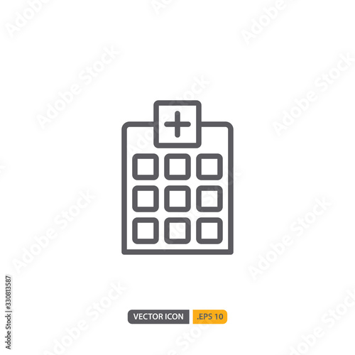 hospital icon in isolated on white background. for your web site design, logo, app, UI. Vector graphics illustration and editable stroke. EPS 10.