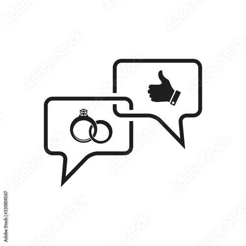 diamond ring vector icon and hand icon inside bubble speech icon © pambudi