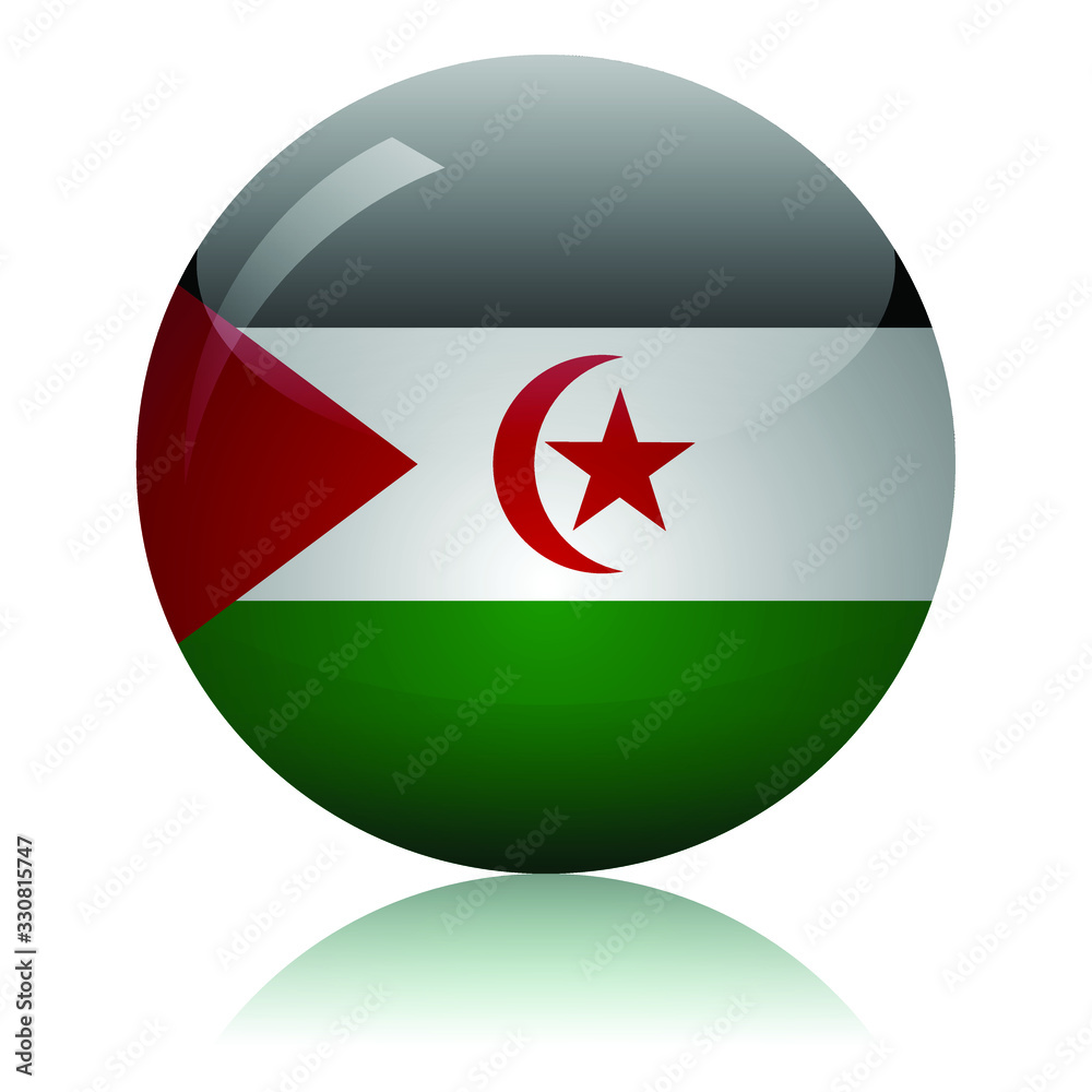 Western Sahara flag glass button vector illustration Western Sahara flag glass button vector illustration