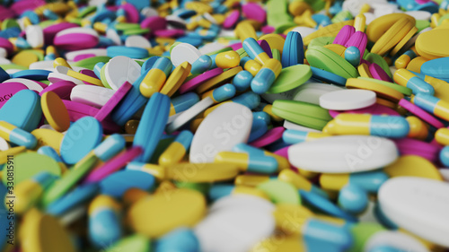 Medicine and medical devices on a white background