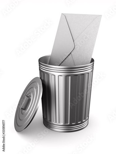 envelope into trash can on ...