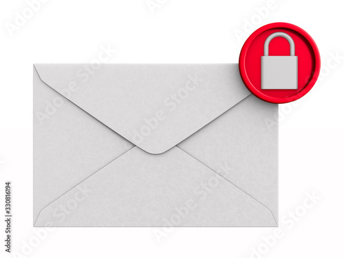 mail and lock on white back...