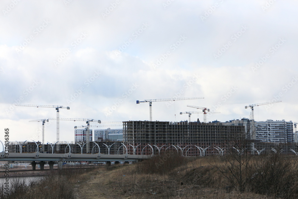 Construction of a residential urban quarter by the expressway Construction of a residential urban quarter by the expressway