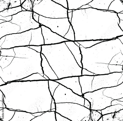 Cracked Surface Grunge Texture Vector. Uneven Overlay. Distressed Grungy Effect. Vector Illustration.Black Isolated on White Background. EPS 10.