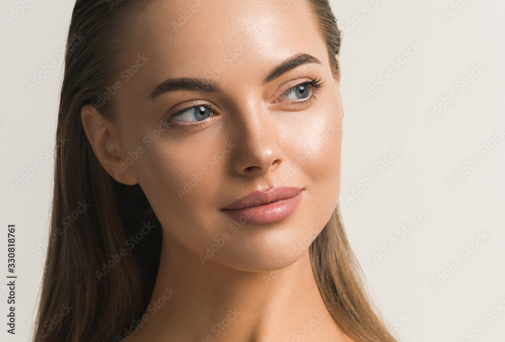 Woman face beautiful femal eyes lips cosmetic healthy skin Woman face beautiful femal eyes lips cosmetic healthy skin