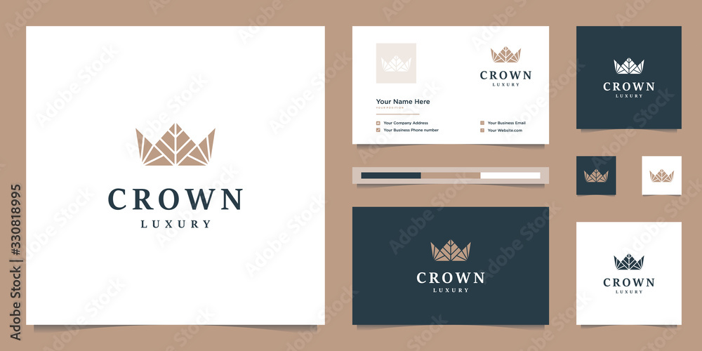 Fototapeta premium Elegant simple logo crown design, symbol for kingdom, king and leader.