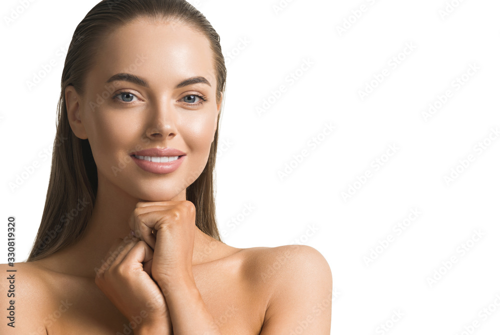 Teeth smile woman face veneers healthy skin hair beauty cosmetic concept natural make up Teeth smile woman face veneers healthy skin hair beauty cosmetic concept natural make up