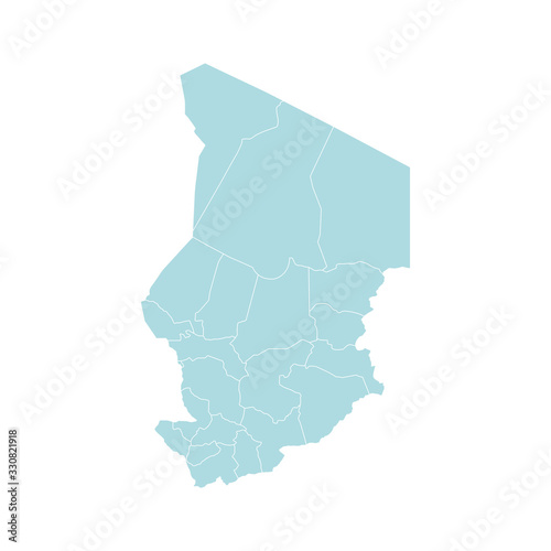 Vector illustration of administrative division map of Chad. Vector map.