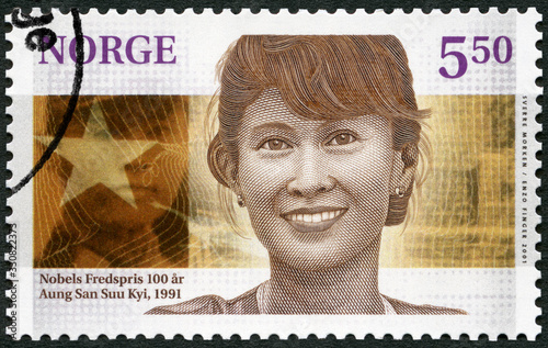 NORWAY - 2001: shows Aung San Suu Kyi ( born 1945), diplomat, The Nobel Peace Prize, 1991, 2001 photo