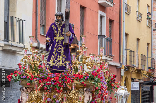 Leon, Spain. 4/19/2019. Pass in the holy week of Leon known as the Nazarene that leaves on Holy Friday.