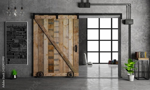 Barn Sliding Wooden Door in Loft Room photo