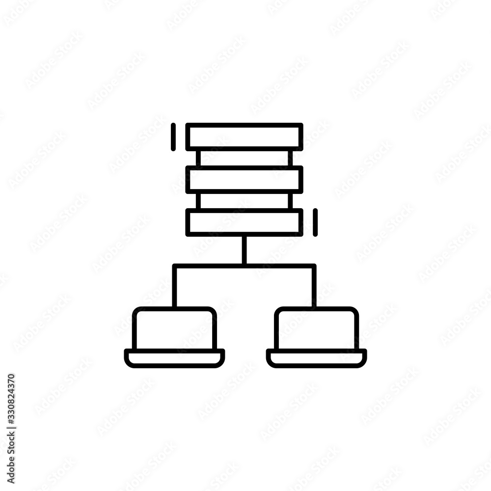 Laptop, networking icon. Simple line, outline vector elements of storage and cloud icons for ui and ux, website or mobile application Laptop, networking icon. Simple line, outline vector elements of storage and cloud icons for ui and ux, website or mobile application