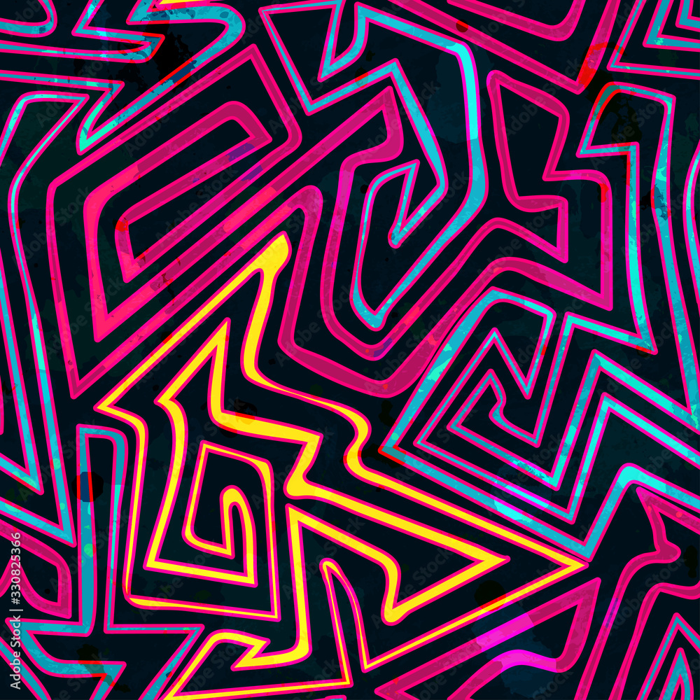 psychedelic curves seamless pattern