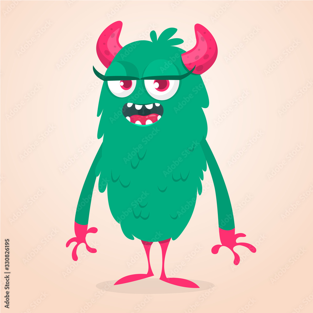 Naklejka premium Funny cartoon monster. Vector Halloween illustration.