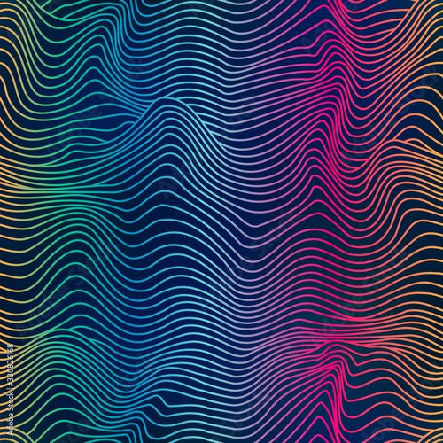 Neon wireframe wave pattern