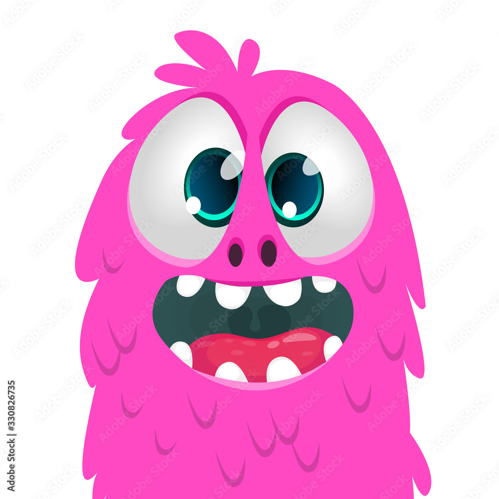 Funny cartoon monster face expression. Vector monster creature avatar Funny cartoon monster face expression. Vector monster creature avatar