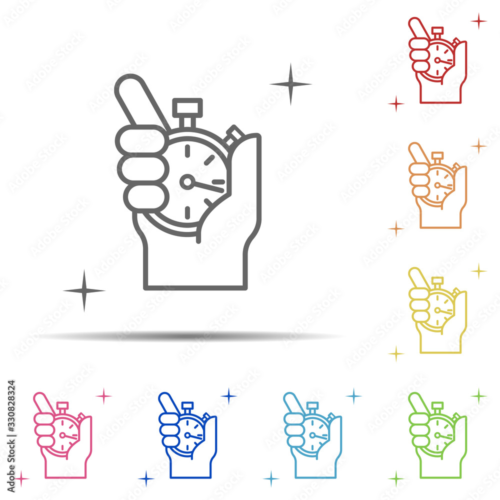 Fototapeta premium Stopwatch, sport multi color icon. Element of sport thin line icon on white background