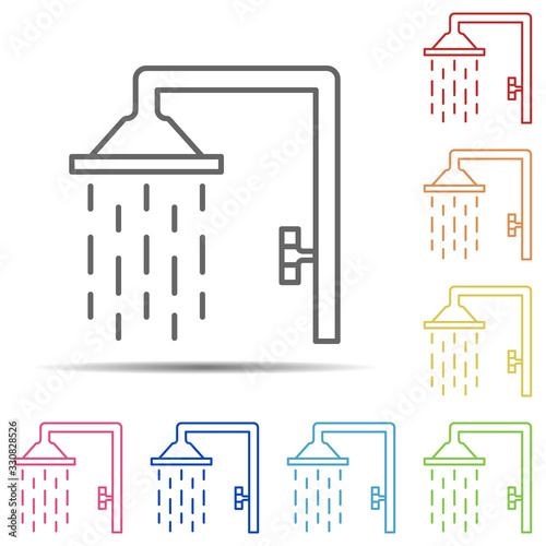 Shower multi color icon. Element of swimming poll thin line icon on white background