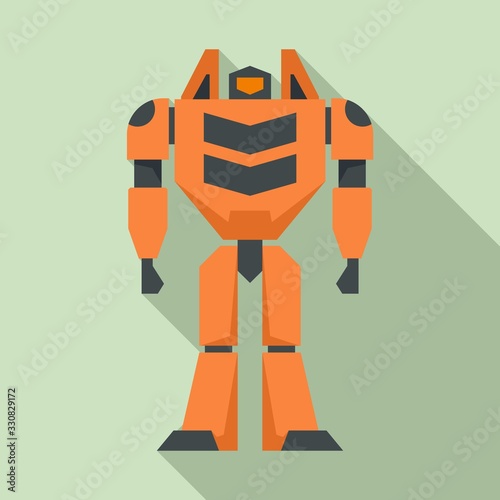 Toy robot transformer icon. Flat illustration of toy robot transformer vector icon for web design