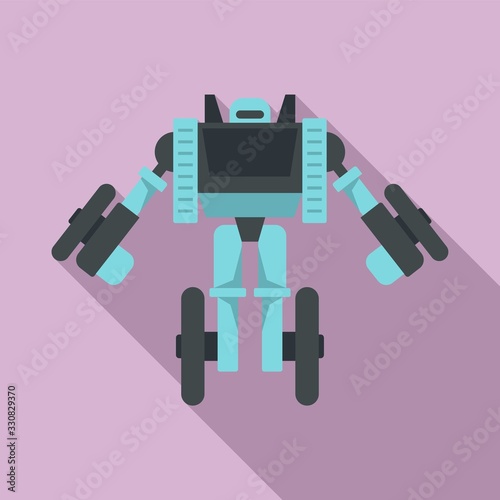 Wheel robot transformer icon. Flat illustration of wheel robot transformer vector icon for web design