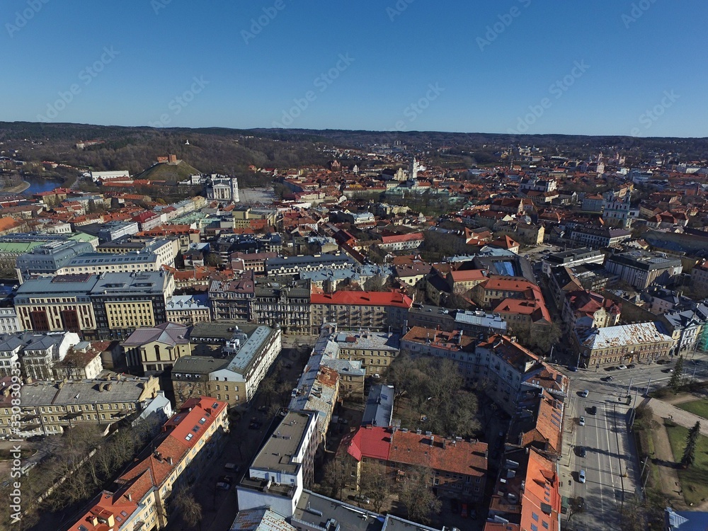Vilnius Old Town. Drone footage.