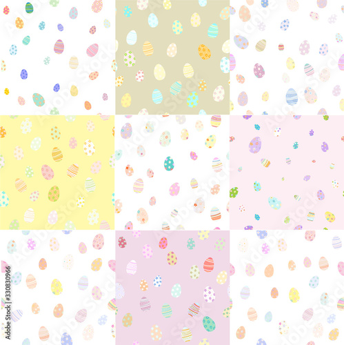 Colorful Easter egg minimal style patterns set. Vector illustration.