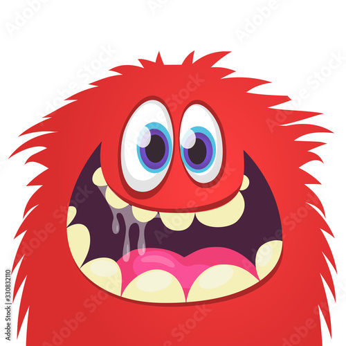 Funny cartoon monster face expression. Vector monster creature avatar