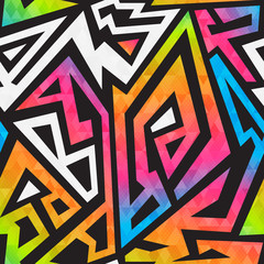 Handdoek met foto Graffiti patronen Helder geometrisch graffiti naadloos patroon  © gudinny