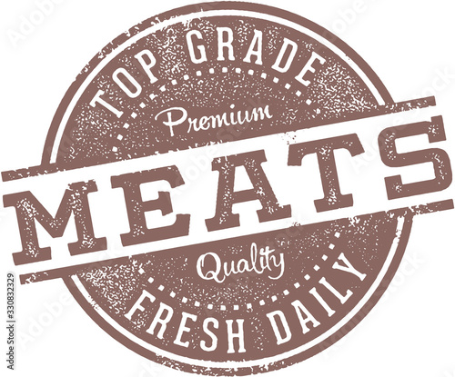 Premium Meats Vintage Style Butcher Shop Stamp