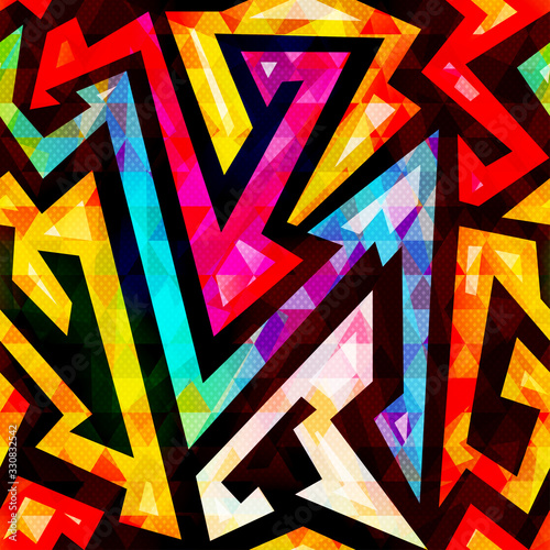 Fototapeta Naklejka Na Ścianę i Meble -  Bright color maze seamless pattern.