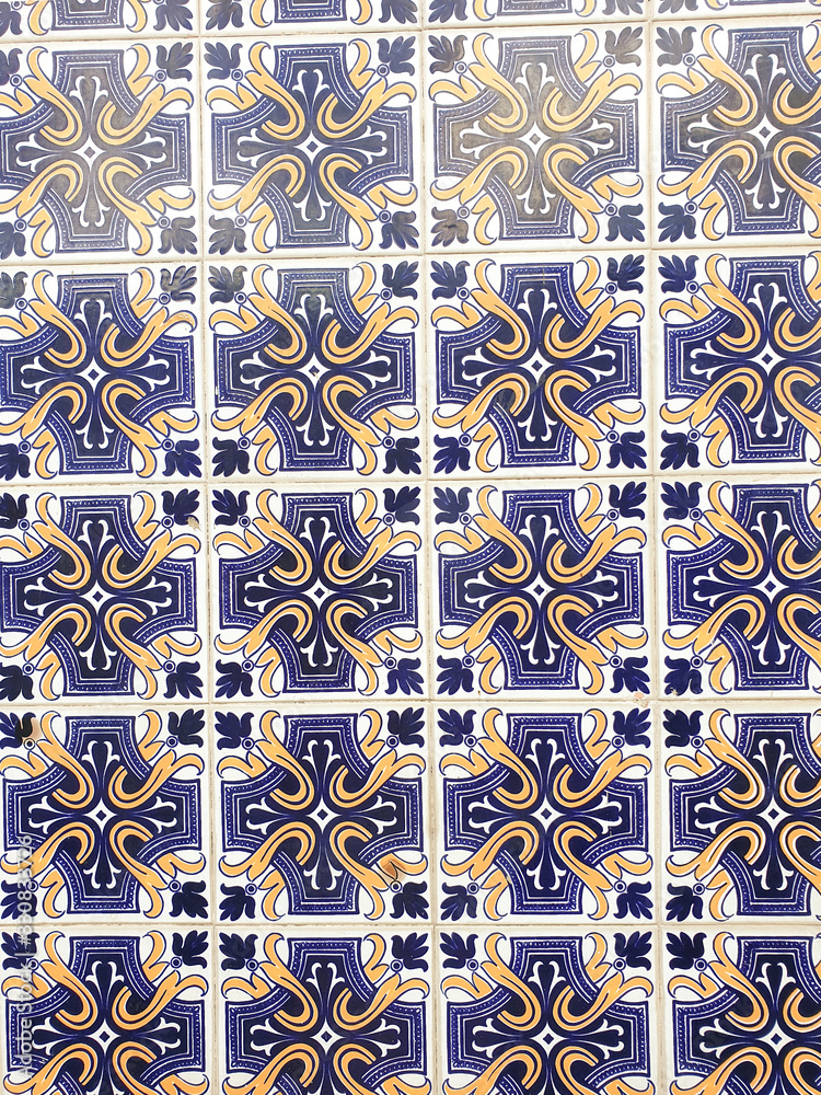 Lisbon traditional tile. Portuguese azulejo 