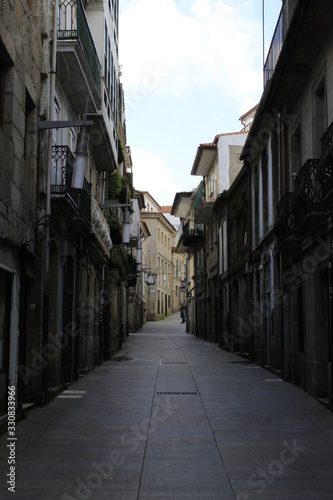 narrow street in old town of Pontevedra city  Spain