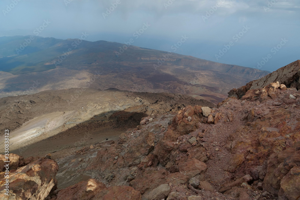 View from peak of Volcano Teide, Tenerife island, Canary islands, Spain