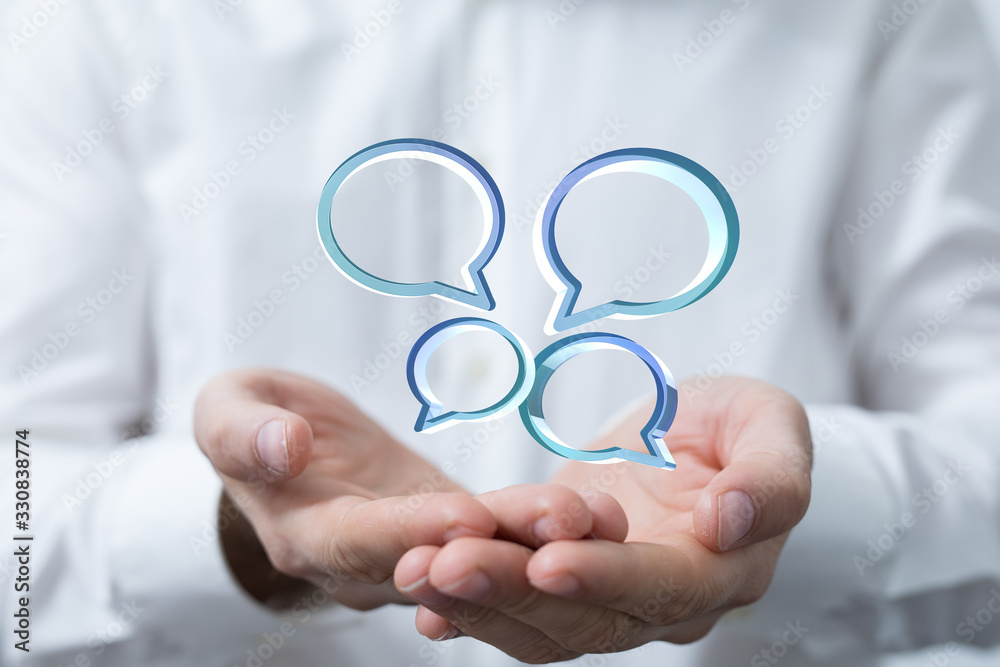 speech bubbles. People Chatting. 3d illustration of a communication concept, relating to feedback 3d speech bubbles. People Chatting. 3d illustration of a communication concept, relating to feedback 3d
