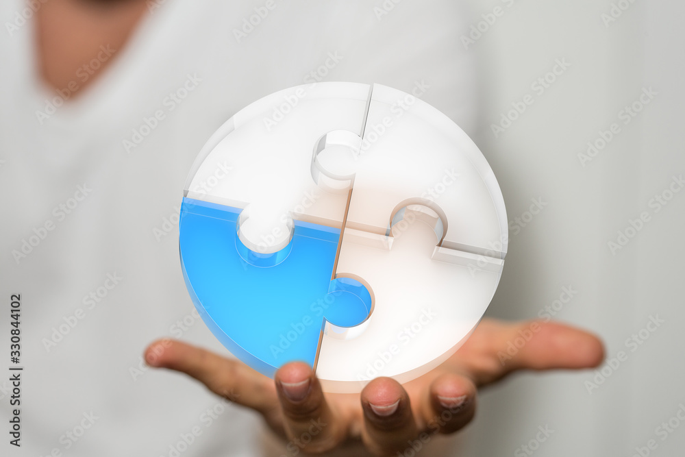 puzzle hand solution concept business. puzzle hand solution concept business.