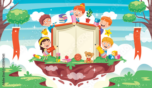 Cute Children Playing At Abstract Nature
