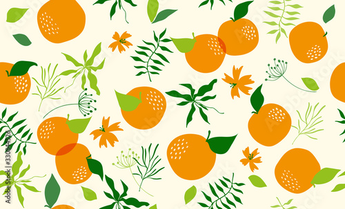 Seamless pattern with orange. Vector