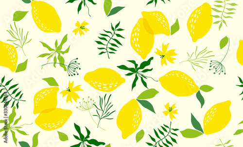 Seamless pattern with lemon. Vector