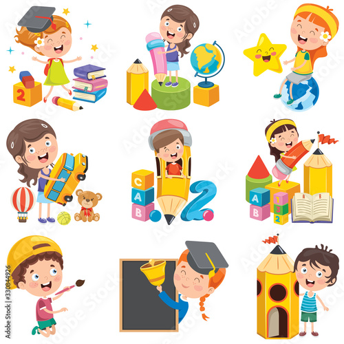 Cartoon Characters Doing Various Activities
