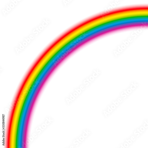 Rainbow quadrant, colorful exact quarter circle. Isolated vector illustration on white background.