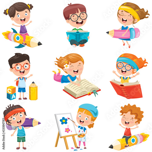 Cartoon Characters Doing Various Activities