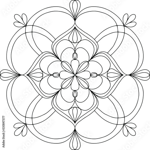 Black   white card with mandala  ornament  hand drawn  line art. Good for card  poster  print  ceramic design  tattoo  adult coloring book