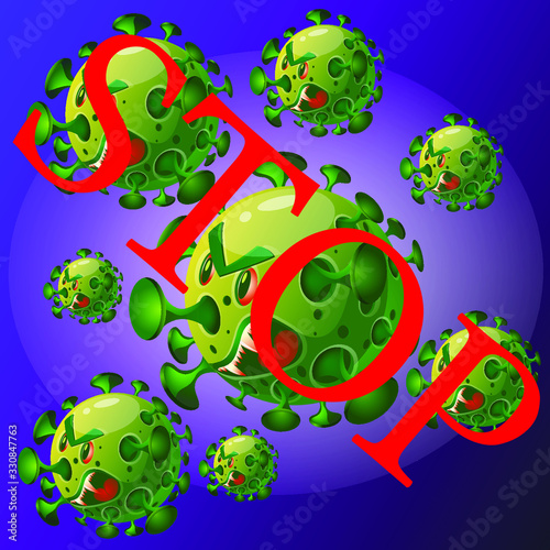 Coronovirus aggressive attack, danger of an outbreak of an infectious disease, warning and attention. Vector
