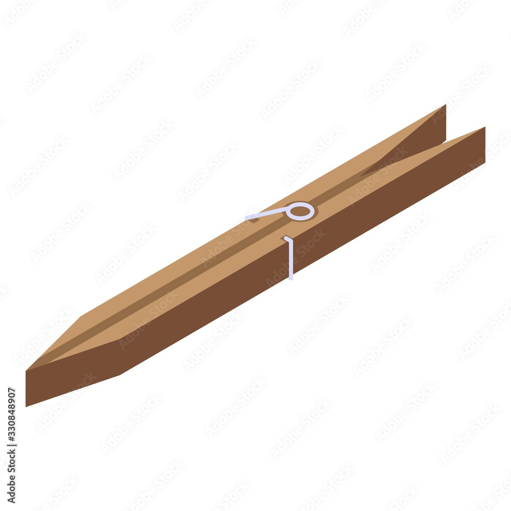 Wood clothes pin icon. Isometric of wood clothes pin vector icon for web design isolated on white background Wood clothes pin icon. Isometric of wood clothes pin vector icon for web design isolated on white background
