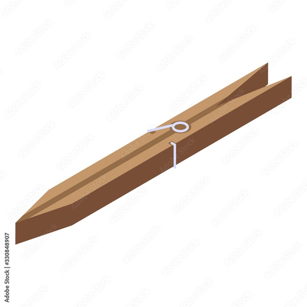 Wood clothes pin icon. Isometric of wood clothes pin vector icon for web design isolated on white background