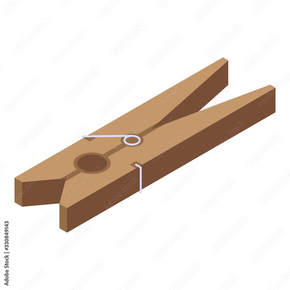 Classic clothes pin icon. Isometric of classic clothes pin vector icon for web design isolated on white background Classic clothes pin icon. Isometric of classic clothes pin vector icon for web design isolated on white background