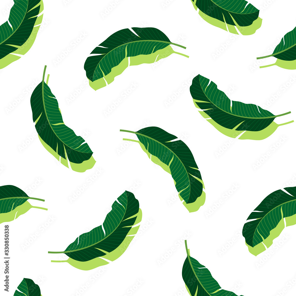Summer seamless pattern. Tropical leaves. Vector illustration.