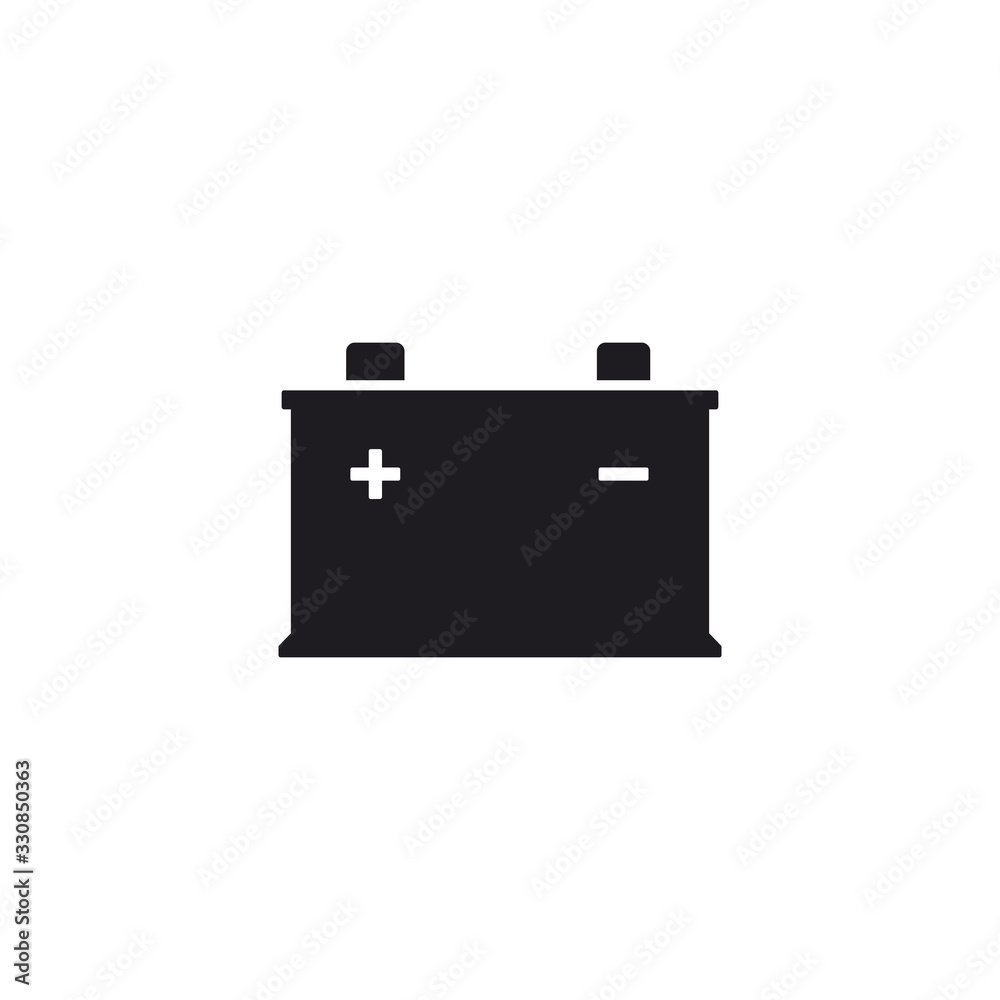 Car battery icon, Vector isolated flat design black illustration Car battery icon, Vector isolated flat design black illustration