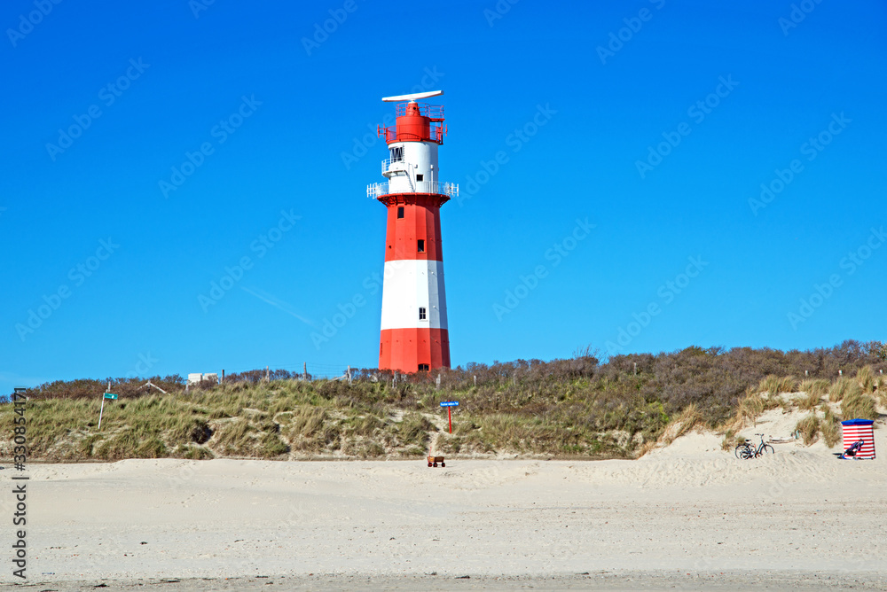Leuchtturm am Stüdstrand auf Insel Borkum als Poster