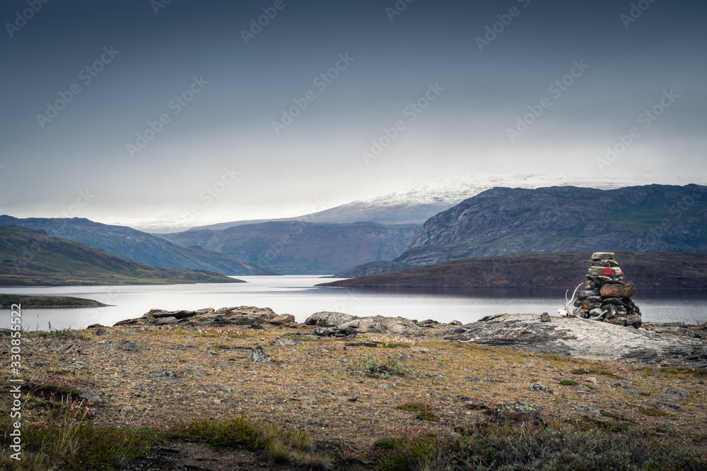 View of mountains and lake, Arctic Circle Trail, Greenland View of mountains and lake, Arctic Circle Trail, Greenland